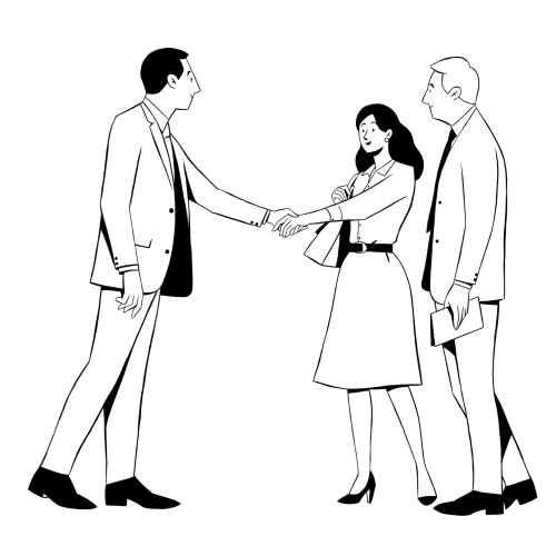 Illustration of three business people meeting
