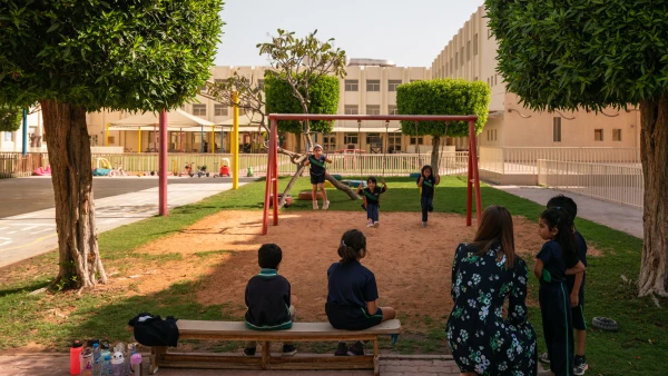 students on playground outside WellSpring Private School admissions