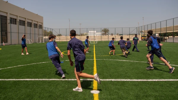 WellSpring Private School Secondary students playing soccer today